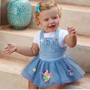 Adorable Blue Denim girl Dress with white Blouse